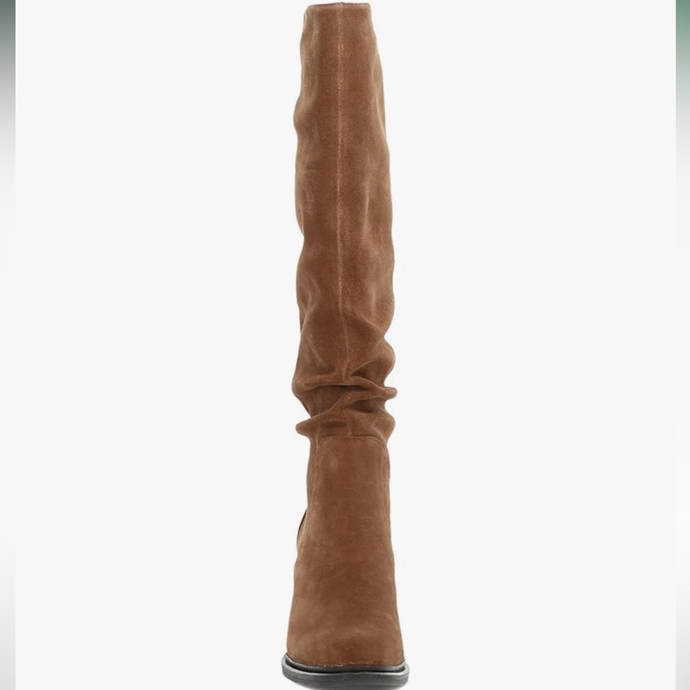 🆕 FRYE Wide Calf Alex Tall Boot Brown Suede Knee High Boho Vintage Style Heel 10 - Picture 5 of 12